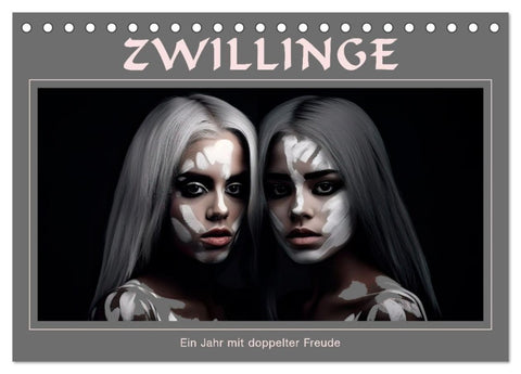 Zwillinge - Ein Jahr mit doppelter Freude (Tischkalender 2027 DIN A5 quer), CALVENDO Monatskalender