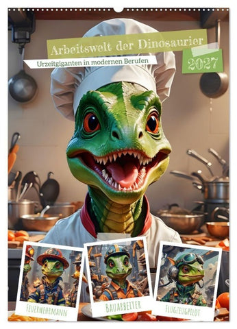 Arbeitswelt der Dinosaurier (Wandkalender 2027 DIN A2 hoch), CALVENDO Monatskalender