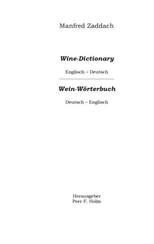 Weinwörterbuch Deutsch-Englisch / Englisch-Deutsch