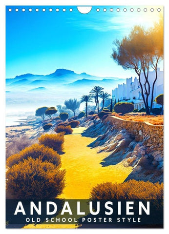 Andalusien - Old School Poster Style (Wandkalender 2027 DIN A4 hoch), CALVENDO Monatskalender