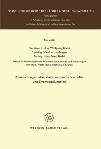 Untersuchungen über das dynamische Verhalten von Stromregelventilen