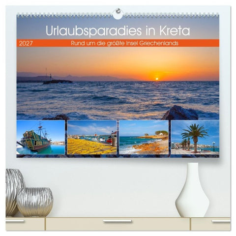 Urlaubsparadies in Kreta (hochwertiger Premium Wandkalender 2027 DIN A2 quer), Kunstdruck in Hochglanz