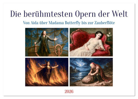 Die berühmtesten Opern der Welt (Wandkalender 2026 DIN A2 quer), CALVENDO Monatskalender