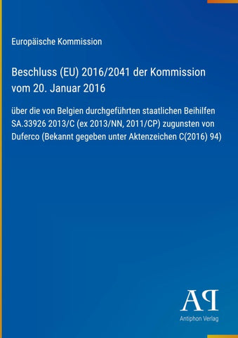 Beschluss (EU) 2016/2041 der Kommission vom 20. Januar 2016