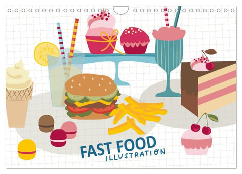 Fast Food Illustration (Wandkalender 2026 DIN A4 quer), CALVENDO Monatskalender