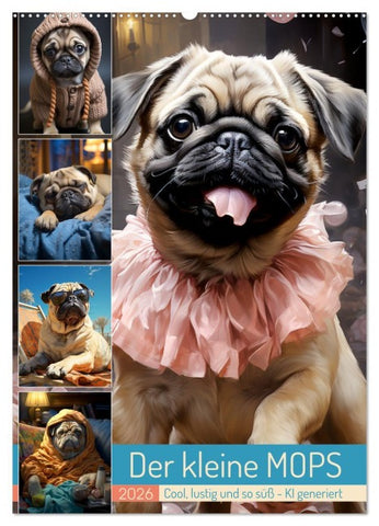 Der kleine Mops (Wandkalender 2026 DIN A2 hoch), CALVENDO Monatskalender