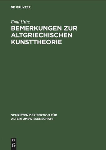 Bemerkungen zur Altgriechischen Kunsttheorie