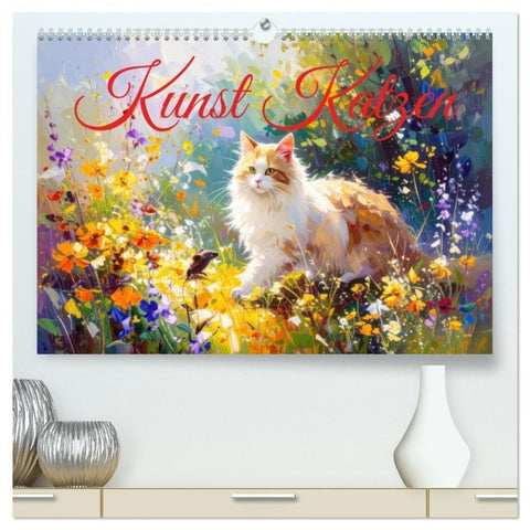Kunst Katzen (hochwertiger Premium Wandkalender 2026 DIN A2 quer), Kunstdruck in Hochglanz