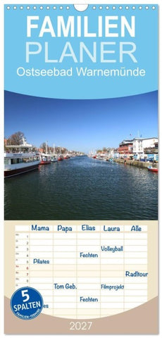 Familienplaner 2027 - Ostseebad Warnemünde mit 5 Spalten (Wandkalender, 21 x 45 cm) CALVENDO