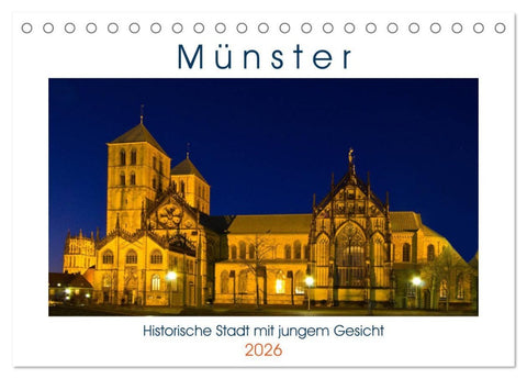Münster - Historische Stadt mit jungem Gesicht (Tischkalender 2026 DIN A5 quer), CALVENDO Monatskalender