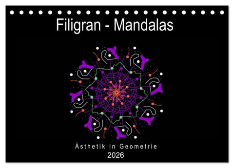 Filigran - Mandalas (Tischkalender 2026 DIN A5 quer), CALVENDO Monatskalender