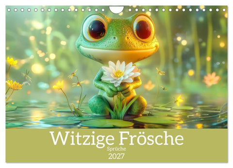 Witzige Frösche - Sprüche (Wandkalender 2027 DIN A4 quer), CALVENDO Monatskalender