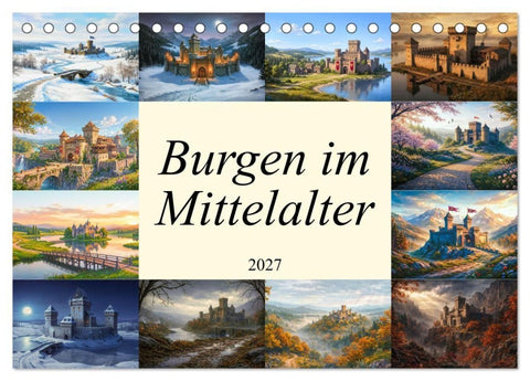 Burgen im Mittelalter (Tischkalender 2027 DIN A5 quer), CALVENDO Monatskalender
