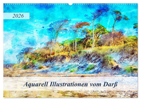 Aquarell Illustrationen vom Darß (Wandkalender 2026 DIN A2 quer), CALVENDO Monatskalender