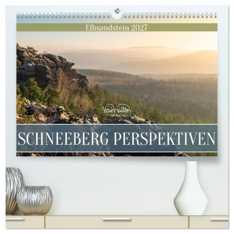 Schneeberg Perspektiven - Elbsandstein (hochwertiger Premium Wandkalender 2027 DIN A2 quer), Kunstdruck in Hochglanz