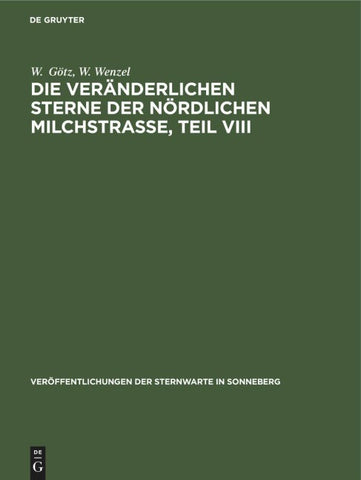 Die veränderlichen Sterne der nördlichen Milchstraße, Teil VIII