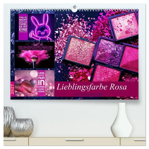 Lieblingsfarbe Rosa - mit coolen Sprüchen (hochwertiger Premium Wandkalender 2027 DIN A2 quer), Kunstdruck in Hochglanz