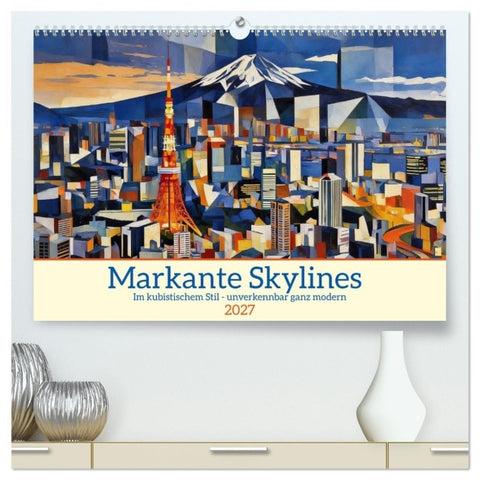 Markante Skylines (hochwertiger Premium Wandkalender 2027 DIN A2 quer), Kunstdruck in Hochglanz
