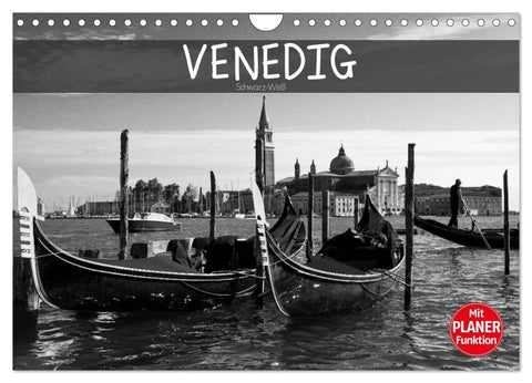 Venedig schwarz-weiß (Wandkalender 2027 DIN A4 quer), CALVENDO Monatskalender