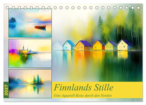 Finnlands Stille. Eine Aquarell-Reise durch den Norden (Tischkalender 2027 DIN A5 quer), CALVENDO Monatskalender