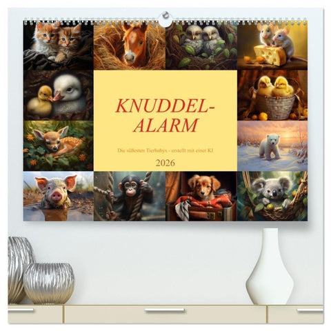 Knuddel-Alarm (hochwertiger Premium Wandkalender 2026 DIN A2 quer), Kunstdruck in Hochglanz