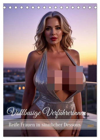 Vollbusige Verführerinnen (Tischkalender 2027 DIN A5 hoch), CALVENDO Monatskalender