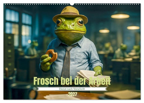 Frosch bei der Arbeit- Dienst nach Vorschrift (Wandkalender 2027 DIN A2 quer), CALVENDO Monatskalender
