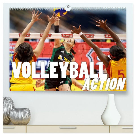 Volleyball Action (hochwertiger Premium Wandkalender 2027 DIN A2 quer), Kunstdruck in Hochglanz