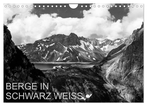 BERGE IN SCHWARZ WEISS (Wandkalender 2027 DIN A4 quer), CALVENDO Monatskalender