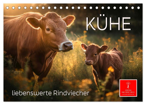 Kühe - liebenswerte Rindviecher (Tischkalender 2026 DIN A5 quer), CALVENDO Monatskalender