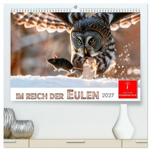Im Reich der Eulen (hochwertiger Premium Wandkalender 2027 DIN A2 quer), Kunstdruck in Hochglanz