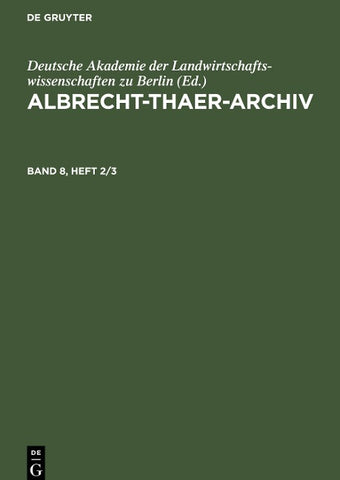 Albrecht-Thaer-Archiv. Band 8, Heft 2/3
