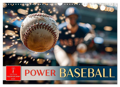 Power Baseball (Wandkalender 2026 DIN A3 quer), CALVENDO Monatskalender