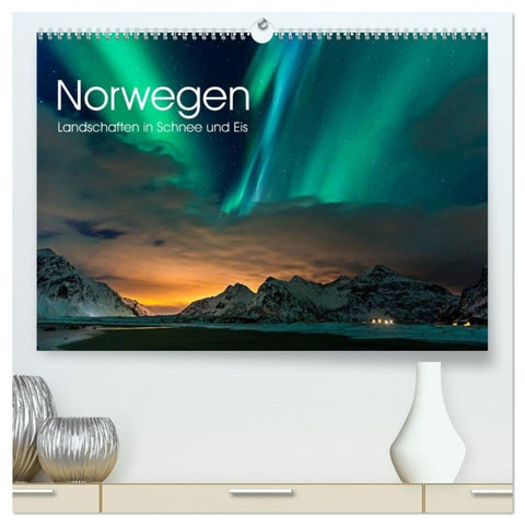 Norwegen, Landschaften in Schnee und Eis (hochwertiger Premium Wandkalender 2027 DIN A2 quer), Kunstdruck in Hochglanz