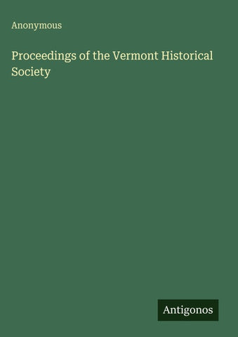 Proceedings of the Vermont Historical Society