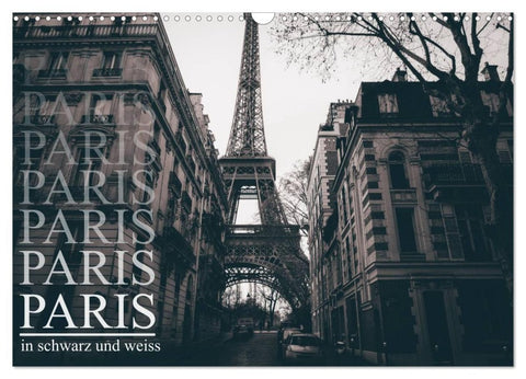 Paris - in schwarz und weiss (Wandkalender 2026 DIN A3 quer), CALVENDO Monatskalender
