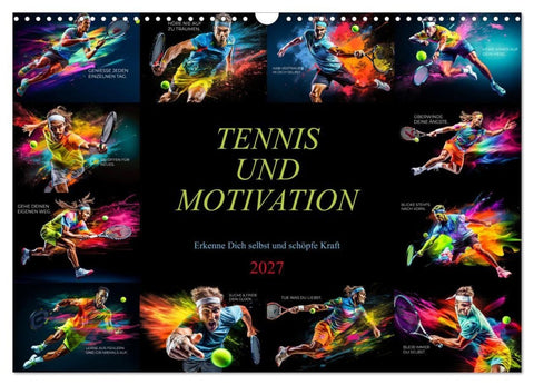 Tennis und Motivation (Wandkalender 2027 DIN A3 quer), CALVENDO Monatskalender