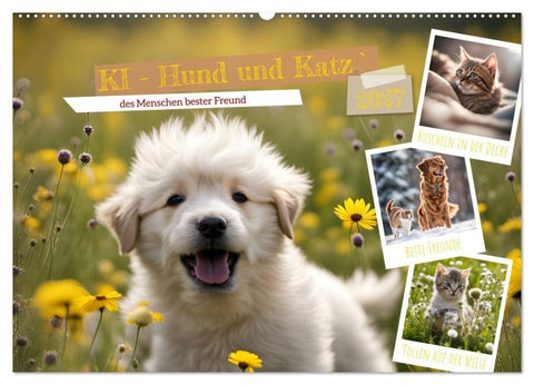KI - Hund und Katz `des Menschen bester Freund (Wandkalender 2027 DIN A2 quer), CALVENDO Monatskalender