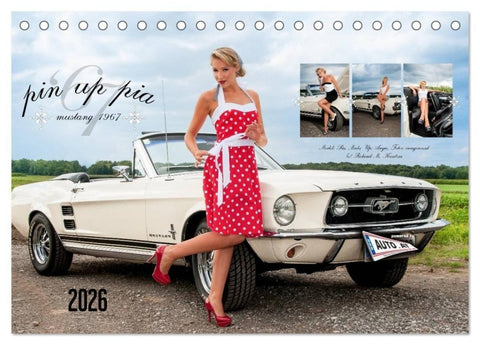 Pin Up Pia & Mustang '67 (Tischkalender 2026 DIN A5 quer), CALVENDO Monatskalender