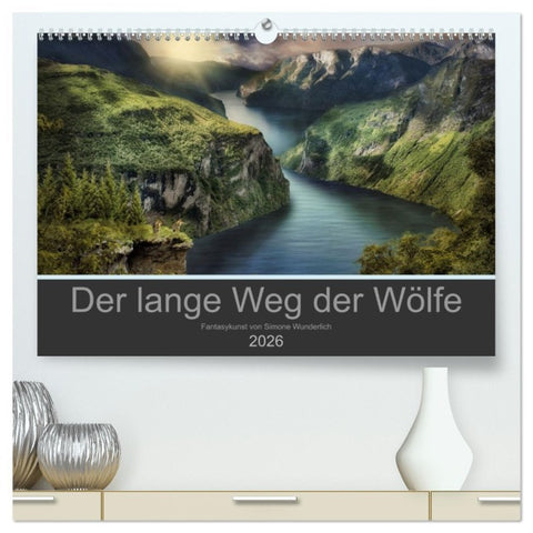 Der lange Weg der Wölfe (hochwertiger Premium Wandkalender 2026 DIN A2 quer), Kunstdruck in Hochglanz