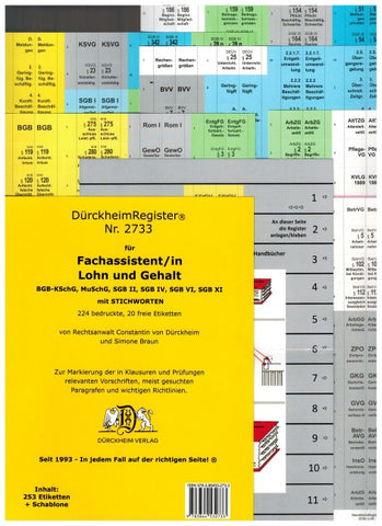 DürckheimRegister® - Fachassistent LOHN U GEHALT (ArbR-SGB) MIT Stichworten