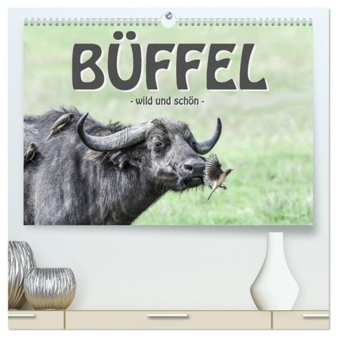 Büffel - wild und schön (hochwertiger Premium Wandkalender 2027 DIN A2 quer), Kunstdruck in Hochglanz
