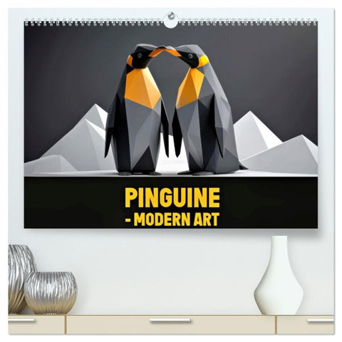 PINGUINE - modern Art (hochwertiger Premium Wandkalender 2026 DIN A2 quer), Kunstdruck in Hochglanz