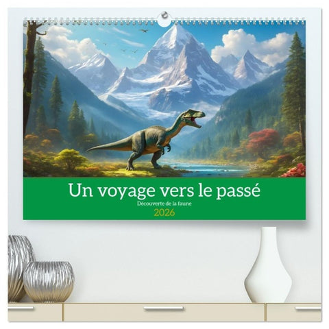 Un voyage vers le passé - Découverte de la faune  (Calendrier mural 2026 DIN A2 vertical) calendrier de bureau