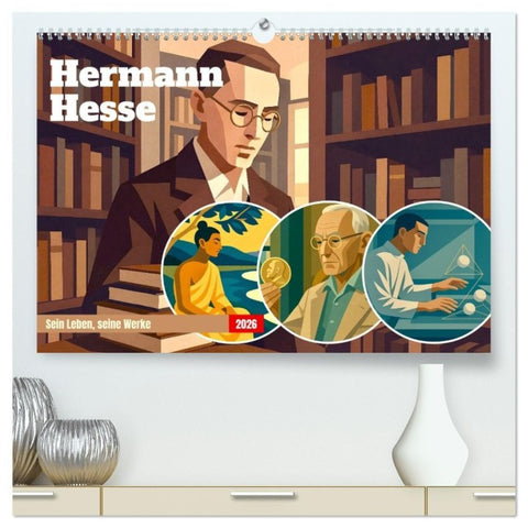Hermann Hesse. Sein Leben, seine Werke (hochwertiger Premium Wandkalender 2026 DIN A2 quer), Kunstdruck in Hochglanz
