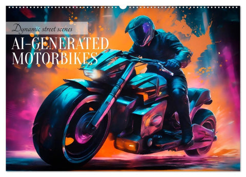 DYNAMIC STREET SCENES AI-generated motorbikes (Wall Calendar 2026 DIN A2 landscape), CALVENDO 12 Month Wall Calendar