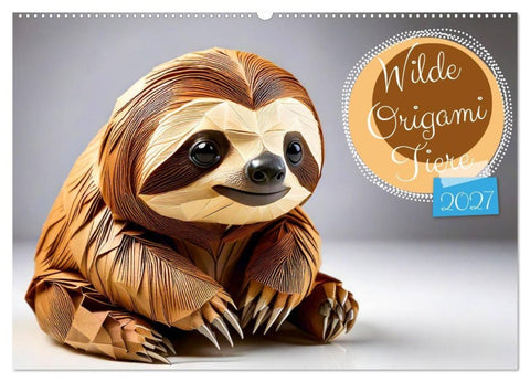 Wilde Origami Tiere (Wandkalender 2027 DIN A2 quer), CALVENDO Monatskalender