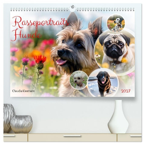 Rasseportraits - Hunde (hochwertiger Premium Wandkalender 2027 DIN A2 quer), Kunstdruck in Hochglanz
