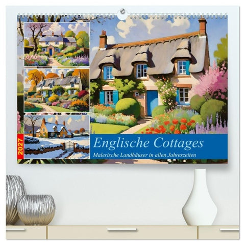 Englische Cottages (hochwertiger Premium Wandkalender 2027 DIN A2 quer), Kunstdruck in Hochglanz