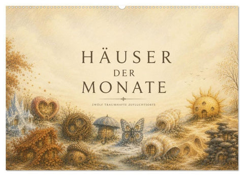 Häuser der Monate (Wandkalender 2027 DIN A2 quer), CALVENDO Monatskalender